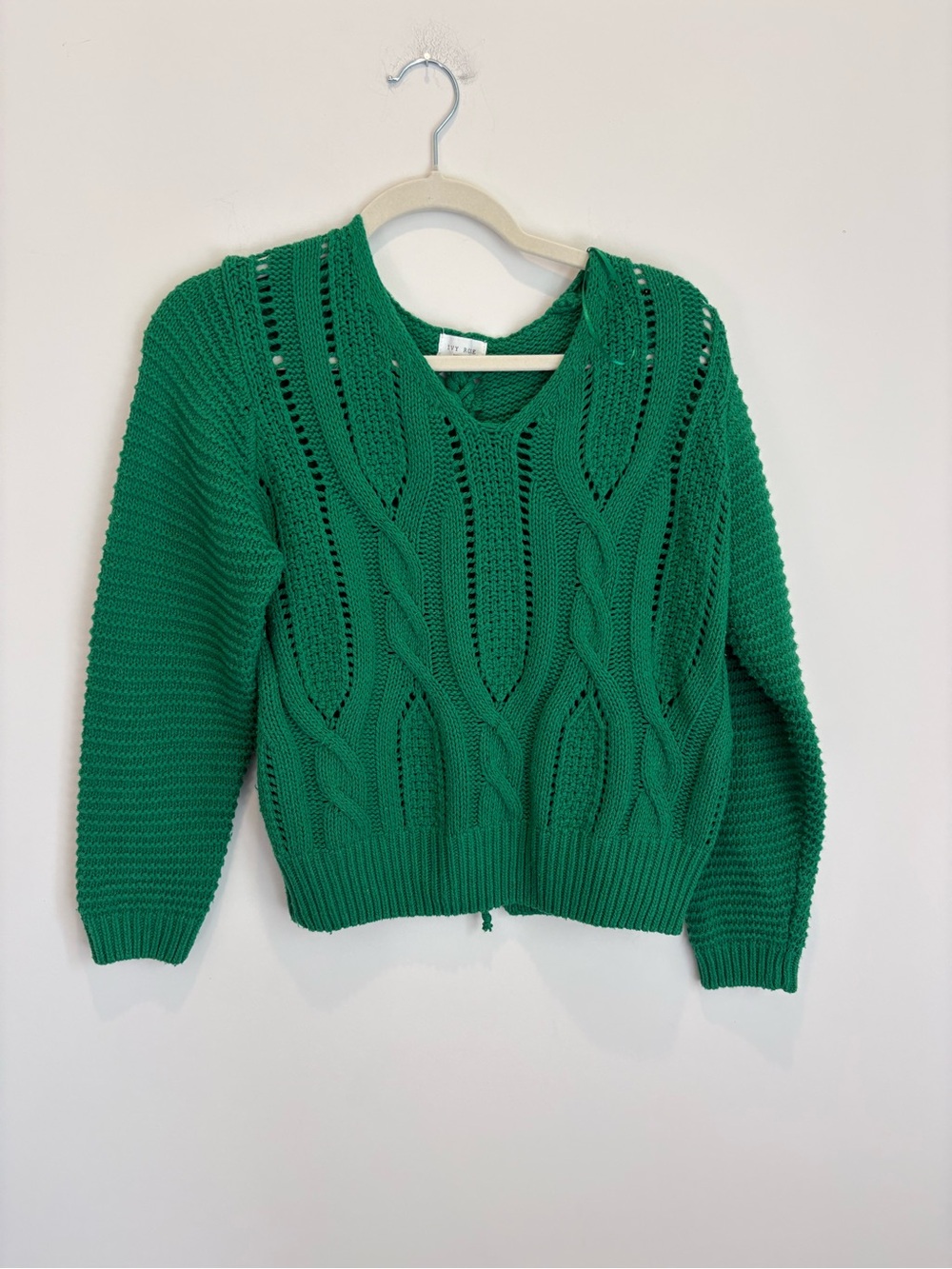 Emerald Cable V-Neck Sweater